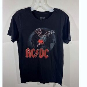 AC/DC Fly on the Wall Tour 1985 Graphic T-Shirt Black Small 100% Cotton Band Tee